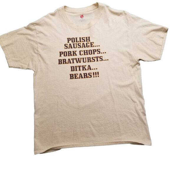 Bears Baseball Polish sausage pork chops bratworst ditka bears cream tee shirt - Picture 2 of 4